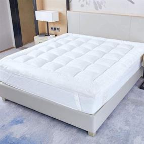 img 3 attached to 🛏️ Enhanced 3-Inch Extra Thick Mattress Topper: Queen Size with 100% Cotton Cover - New & Improved Down Alternative Bed Topper for Ultimate Cushioning & Support - Breathable
