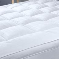 🛏️ enhanced 3-inch extra thick mattress topper: queen size with 100% cotton cover - new & improved down alternative bed topper for ultimate cushioning & support - breathable logo
