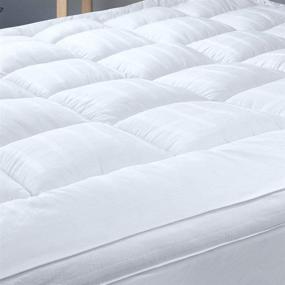 img 4 attached to 🛏️ Enhanced 3-Inch Extra Thick Mattress Topper: Queen Size with 100% Cotton Cover - New & Improved Down Alternative Bed Topper for Ultimate Cushioning & Support - Breathable