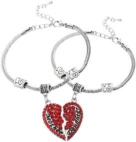 img 4 attached to 💖 Red Mother & Daughter Split Heart Pendant Bracelets - Set of 2 Heart Bracelets