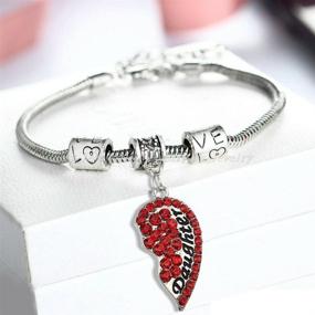 img 2 attached to 💖 Red Mother & Daughter Split Heart Pendant Bracelets - Set of 2 Heart Bracelets