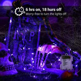 img 2 attached to 🎃 BrizLabs 19.47ft 60 LED Halloween String Lights - Purple Battery Powered Fairy Lights with 8 Modes and Remote Control - Waterproof Outdoor Twinkle Lights for Home Bedroom Holiday Party Decor DIY