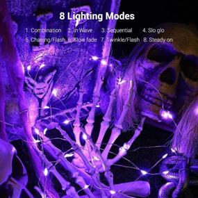 img 3 attached to 🎃 BrizLabs 19.47ft 60 LED Halloween String Lights - Purple Battery Powered Fairy Lights with 8 Modes and Remote Control - Waterproof Outdoor Twinkle Lights for Home Bedroom Holiday Party Decor DIY