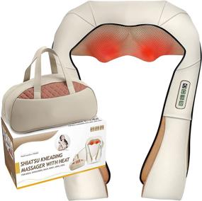 img 4 attached to 🌼 FIVE S FS8801 Deep Tissue 3D Kneading Shiatsu Massager Pillow with Heat for Neck, Shoulders, Back, Legs, and Feet - Beige