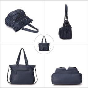 img 2 attached to 👜 KL928 Женская кожаная черная сумка и кошелек: стильная плечевая сумка для модных женщин