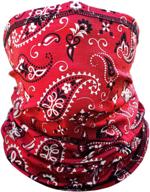 🏍️ paisley motorcycle face mask: protection against dust and wind - indie ridge neck gaiter (red) logo