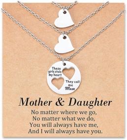 img 4 attached to Cherish Back to School Moments with Mom: Mother Daughter Necklace Set, First Day of School Gifts, Heart-shaped Wish Jewelry Bundle