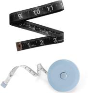 soft black body measuring tape set - tailor's tape measure for sewing, fabric, and craft measurements - 60 inch/150cm dual sided - includes mini retractable blue tape measure - 2-pack logo