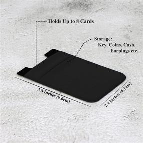 img 3 attached to 📱 Convenient Stick On Phone Back Card Pouch + RFID Blocking Wallet Shield - Securely Holds Cards, Cash, License & Earphones - 3 Black