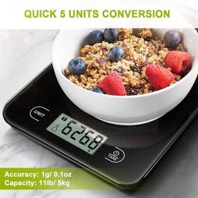 img 1 attached to 👩 Digital Kitchen Food Scale with LCD Display, Waterproof Glass Surface - Perfect for Cooking and Baking: Weight in Grams and Ounces, Battery Included