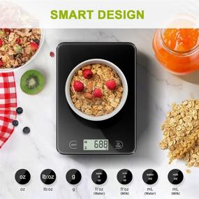 img 2 attached to 👩 Digital Kitchen Food Scale with LCD Display, Waterproof Glass Surface - Perfect for Cooking and Baking: Weight in Grams and Ounces, Battery Included