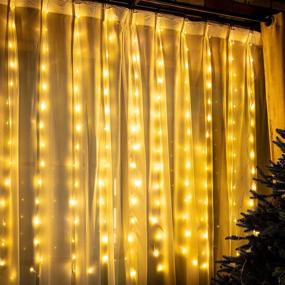 img 3 attached to 🌟 Copper Tapestry Curtain Window String Lights 6.5 x 5 Feet LED Backdrop Twinkle Fairy Lights Battery Operated 8 Modes Firefly Lights with Remote Control - USB Powered Light for Wedding Party above Bed