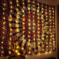 🌟 copper tapestry curtain window string lights 6.5 x 5 feet led backdrop twinkle fairy lights battery operated 8 modes firefly lights with remote control - usb powered light for wedding party above bed логотип