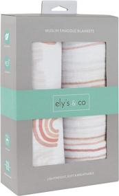 img 2 attached to Ely’s &amp; Co. Dusty Rose Stripes and Rainbows 2-Pack Cotton Muslin Swaddle 🌈 Blanket for Baby Girl — Extra-Large 100% Cotton Muslin Swaddle Blankets (47” x 47”)