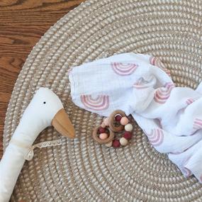 img 1 attached to Ely’s &amp; Co. Dusty Rose Stripes and Rainbows 2-Pack Cotton Muslin Swaddle 🌈 Blanket for Baby Girl — Extra-Large 100% Cotton Muslin Swaddle Blankets (47” x 47”)