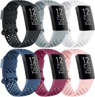 📦 pack of 6 compatible bands for fitbit charge 4 and fitbit charge 3 - breathable sport wristbands with air holes for women and men - small size - fits fitbit charge 3, fitbit charge 3 se, and fitbit charge 4 logo