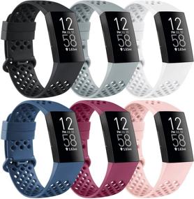 img 4 attached to 📦 Pack of 6 Compatible Bands for Fitbit Charge 4 and Fitbit Charge 3 - Breathable Sport Wristbands with Air Holes for Women and Men - Small Size - Fits Fitbit Charge 3, Fitbit Charge 3 SE, and Fitbit Charge 4