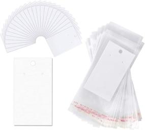 img 4 attached to 📦 White Rectangle Jewelry Earrings Display Cards with Self-Seal Bags - Customizable & Blank - 100 Sets