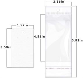 img 3 attached to 📦 White Rectangle Jewelry Earrings Display Cards with Self-Seal Bags - Customizable & Blank - 100 Sets