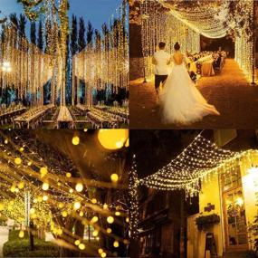 img 2 attached to 🌟 Curtain Lights, 10x10Ft 300 LED String Lights with Remote Control, Decorative Lights with 8 Lighting Modes for Bedroom Wall Window Party Wedding Decorations Christmas, Warm White