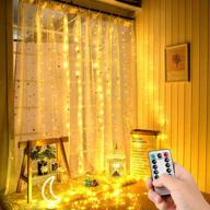 🌟 curtain lights, 10x10ft 300 led string lights with remote control, decorative lights with 8 lighting modes for bedroom wall window party wedding decorations christmas, warm white логотип