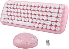 img 4 attached to 💖 SADES Pink Wireless Keyboard Mouse Combo - 2.4GHz USB Mini Typewriter Style with 84 Retro Round Keycaps - Cute Wireless Keyboard and Mouse for Office Computer, Laptop, Desktops, PC, Mac