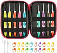 9pcs niart aluminum crochet hooks with anti-slip silicone handles for ergonomic comfortable knitting art yarn handcraft shawl sweater - 2-6mm, 6.4 inches, color-coded (includes storage case, 20 stitch markers, and 6 big eye needles) logo