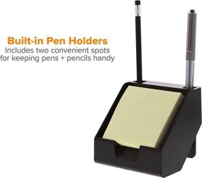 img 3 attached to Bostitch Konnect Sticky Note Holder + Business Card Stand with Pen Holders in Black color