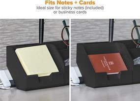 img 1 attached to Bostitch Konnect Sticky Note Holder + Business Card Stand with Pen Holders in Black color