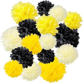 img 2 attached to Buzz-Worthy Party Perfection: 16 Black Yellow Bee Hanging Paper Lanterns & Pompoms Set for Bumblebee Baby Shower, Gender Reveal, Birthday Bash, Wedding & Home Decor