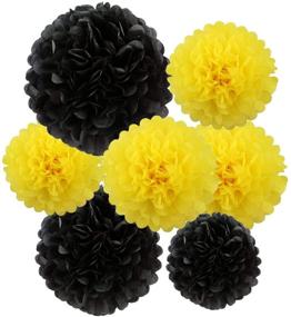 img 1 attached to Buzz-Worthy Party Perfection: 16 Black Yellow Bee Hanging Paper Lanterns & Pompoms Set for Bumblebee Baby Shower, Gender Reveal, Birthday Bash, Wedding & Home Decor