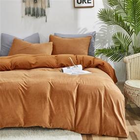 img 1 attached to Luxlovery Pumpkin Velvet Comforter Set - Queen Size, Rust Flannel Bedding, Full Terracotta Solid Color, Warm Thick Winter Blanket Quilts, Dusty Burnt Orange 3 Piece Bedding Set - Ideal for Women and Men