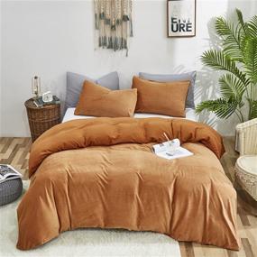 img 3 attached to Luxlovery Pumpkin Velvet Comforter Set - Queen Size, Rust Flannel Bedding, Full Terracotta Solid Color, Warm Thick Winter Blanket Quilts, Dusty Burnt Orange 3 Piece Bedding Set - Ideal for Women and Men