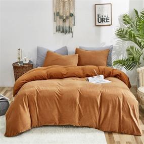 img 4 attached to Luxlovery Pumpkin Velvet Comforter Set - Queen Size, Rust Flannel Bedding, Full Terracotta Solid Color, Warm Thick Winter Blanket Quilts, Dusty Burnt Orange 3 Piece Bedding Set - Ideal for Women and Men