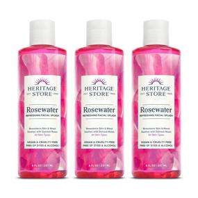 img 4 attached to 🌹 Heritage Store Rosewater Facial Splash for Glowing Skin, Non-Toxic Formula with No Dyes or Alcohol, Vegan & Cruelty-Free - 8oz, 3 Pack