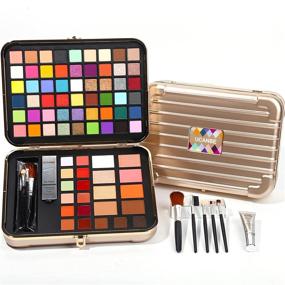 img 4 attached to 🎁 UCANBE Carry All Trunk Train Case Makeup Set: The Ultimate Holiday Make Up Gift Kit for Women, Girls, and Teens - Eyeshadows, Lipsticks, Blush, Highlighters, Contouring Palette, Brow Powders, Eye Primers, Color Correctors, and Brushes Included!