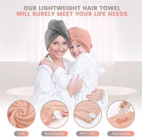 img 3 attached to Super Absorbent Microfiber Hair Towel Wrap - 3 Pack 10 Inch x 26 Inch - Anti Frizz Hair Towels Wraps for Women - Quick Dry Hair Turbans Wrap for Curly Long Thick Hair (Grey/Brown/Camel)