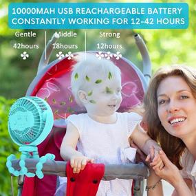 img 2 attached to 👶 Portable Stroller Fan, 42H Battery Operated Fan with 10000mAh Power Bank, Flexible Tripod Clip On Small Fan for Baby Stroller/Carseat/Golf Cart/Camping/Travel, Handheld Personal Cooling Baby Fans