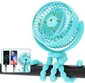img 4 attached to 👶 Portable Stroller Fan, 42H Battery Operated Fan with 10000mAh Power Bank, Flexible Tripod Clip On Small Fan for Baby Stroller/Carseat/Golf Cart/Camping/Travel, Handheld Personal Cooling Baby Fans