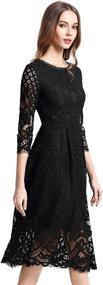 img 1 attached to Stunning VEIISAR Women's Lace Fit Flare Cocktail Party Dress: Elegant 3/4 Sleeve Fashion