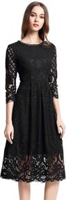 img 2 attached to Stunning VEIISAR Women's Lace Fit Flare Cocktail Party Dress: Elegant 3/4 Sleeve Fashion