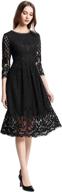 stunning veiisar women's lace fit flare cocktail party dress: elegant 3/4 sleeve fashion logo