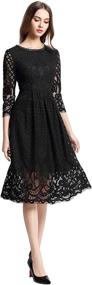 img 4 attached to Stunning VEIISAR Women's Lace Fit Flare Cocktail Party Dress: Elegant 3/4 Sleeve Fashion