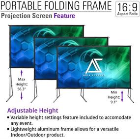 img 2 attached to 📽️ Akia Screens 145" Portable Outdoor Projector Screen with Stand and Bag - 16:9, 8K, 4K Ultra HD, 3D, Height Adjustable, Foldable Projection Screen - Silver, Movie Video Home Theater - AK-OS145H1