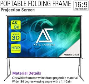 img 3 attached to 📽️ Akia Screens 145" Portable Outdoor Projector Screen with Stand and Bag - 16:9, 8K, 4K Ultra HD, 3D, Height Adjustable, Foldable Projection Screen - Silver, Movie Video Home Theater - AK-OS145H1