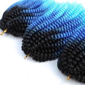 img 3 attached to 💁 Spring Twist Hair: 3PCS Crochet Braids 8” Synthetic Braiding Hair Extensions - Premium Low Temperature Fiber - 110g/Pcs - Black/Blue/Light Blue