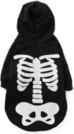 🐕 glowing skeleton bones costume: coomour halloween pet dog cat skull hoodies for dogs cats (xs) логотип