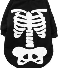 img 2 attached to 🐕 Glowing Skeleton Bones Costume: Coomour Halloween Pet Dog Cat Skull Hoodies for Dogs Cats (XS)