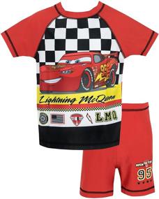 img 4 attached to Optimized Disney Cars Lightning ❤️ McQueen Boys' Two Piece Swim Set