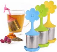 🍵 hassle-free brewing: house again 4-pack stainless steel tea infusers with drip tray - fine mesh, bpa-free silicone lid – quick and easy tea steeping! logo